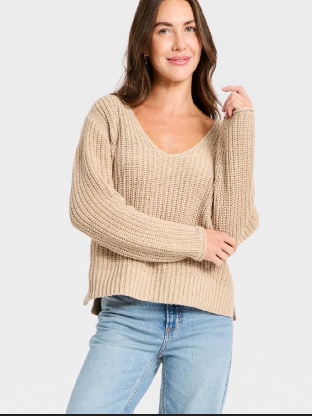 Oatmeal colored slouchy sweater Medium